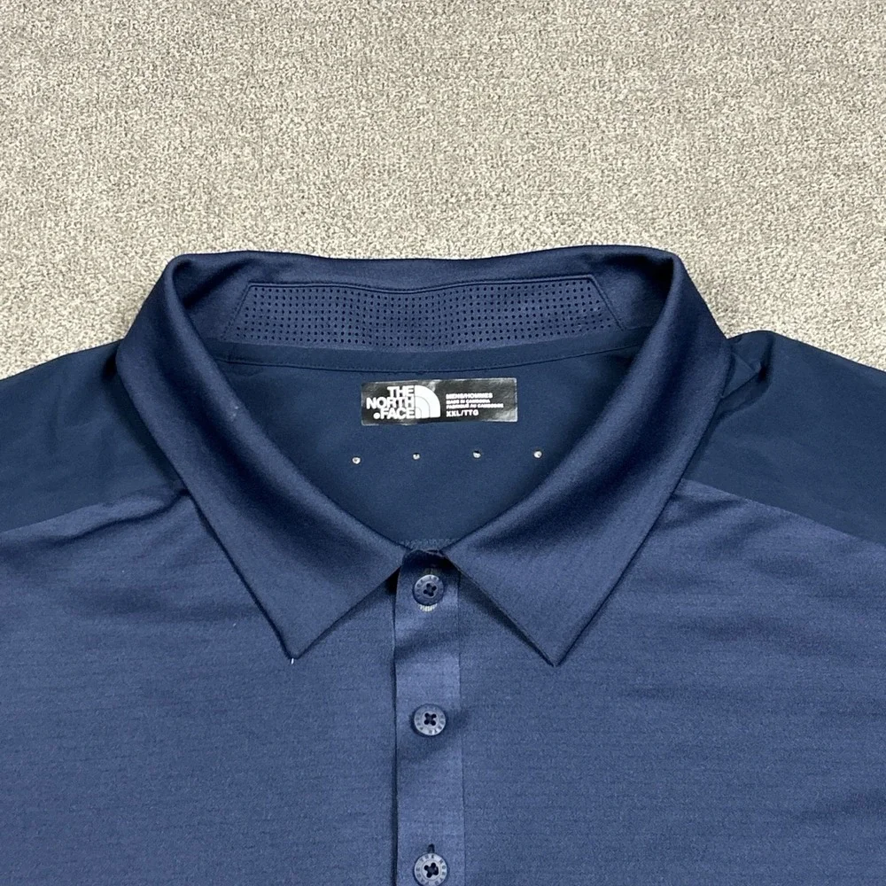 The North Face Golf Polo Shirt Men 2XL Navy Blue Lightweight Performance Stretch